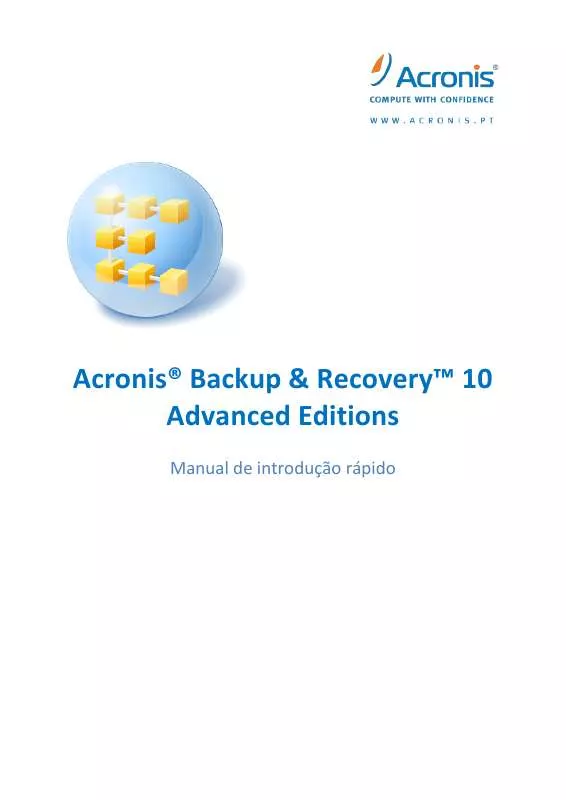 Mode d'emploi ACRONIS BACKUP AND RECOVERY 10