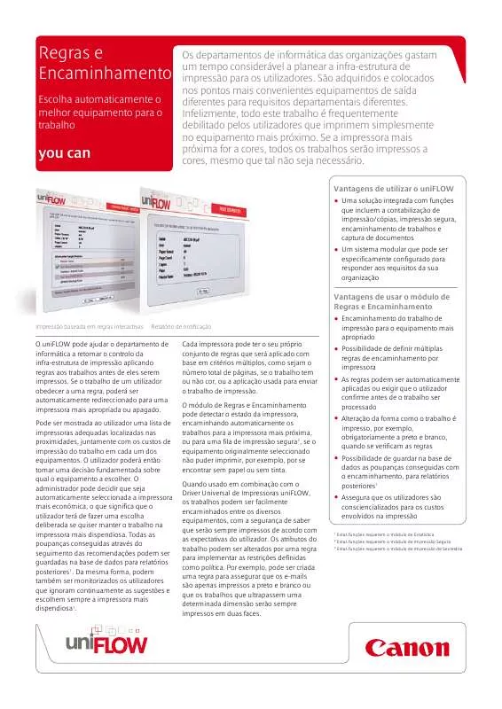 Mode d'emploi CANON UNIFLOW RULES AND ROUTING