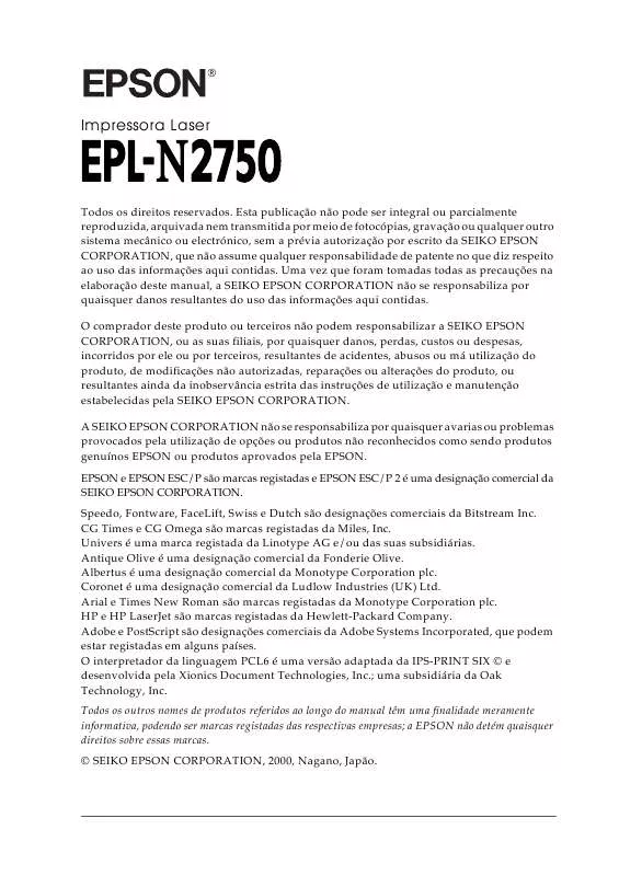 Mode d'emploi EPSON EPL-N2750