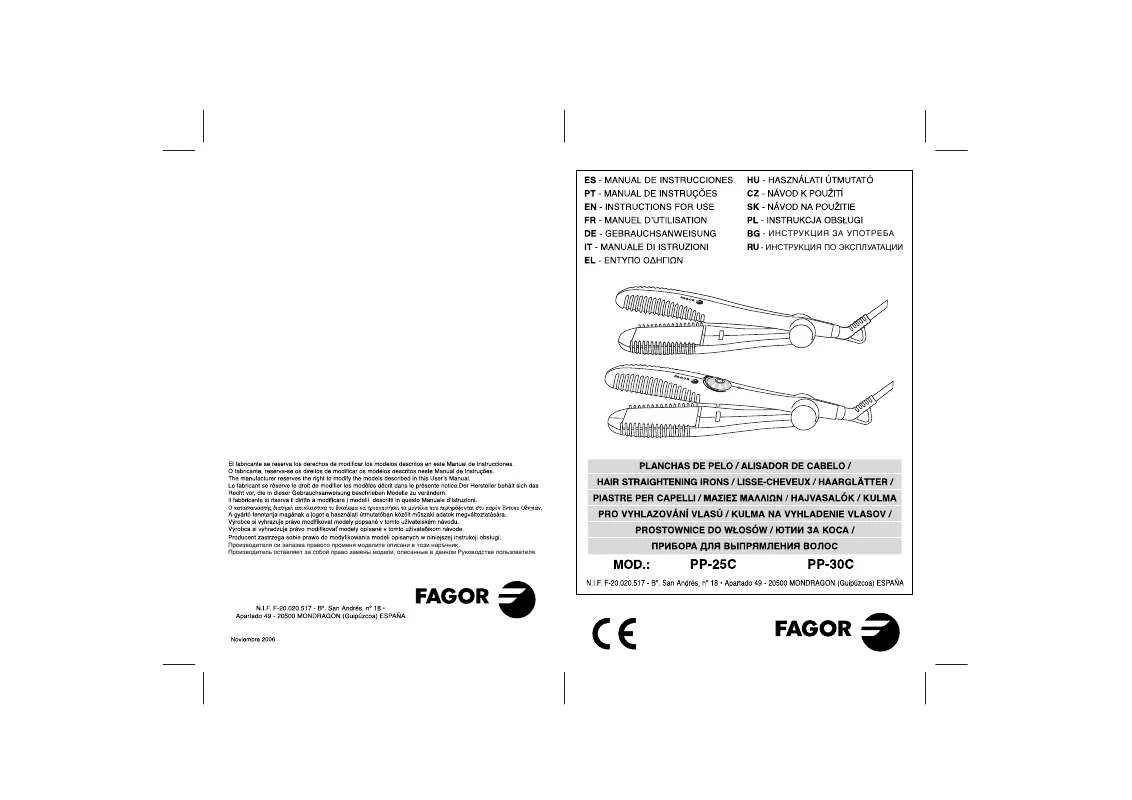 Mode d'emploi FAGOR PP-30C