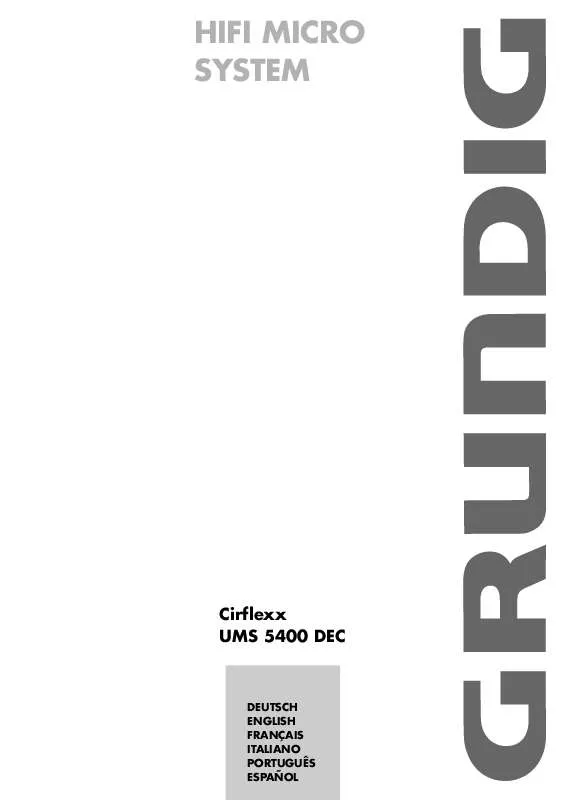 Mode d'emploi GRUNDIG CIRFLEXX UMS 5400 DEC