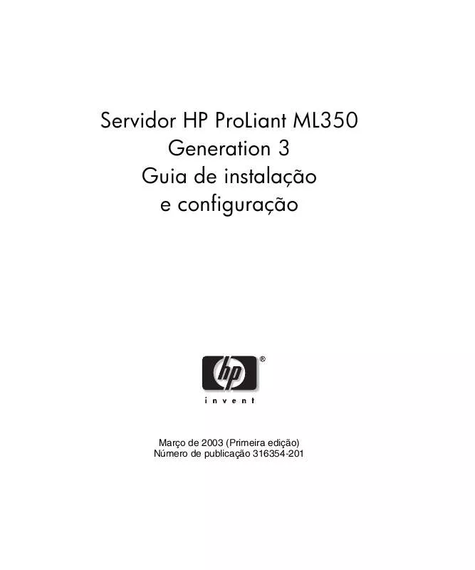 Mode d'emploi HP PROLIANT ML350 G3 SERVER