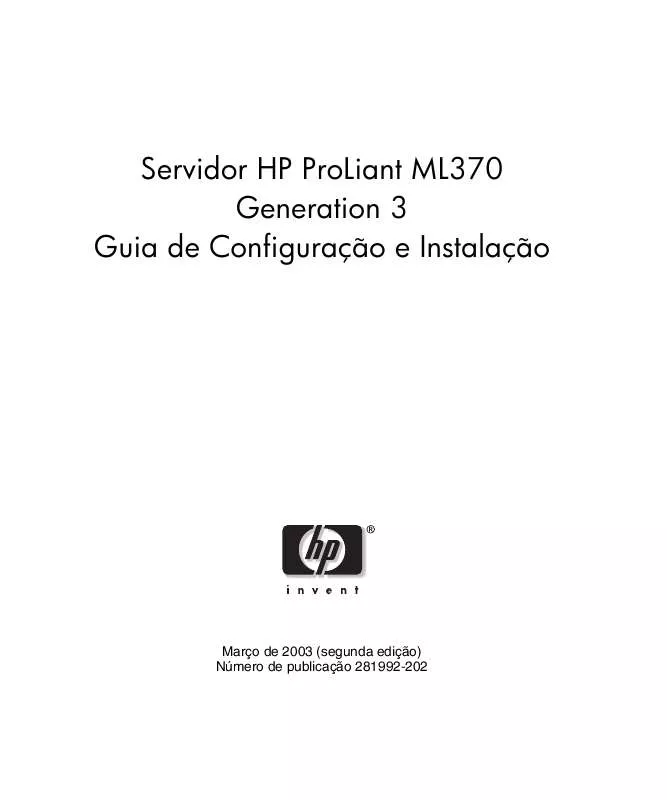 Mode d'emploi HP PROLIANT ML370 SERVER