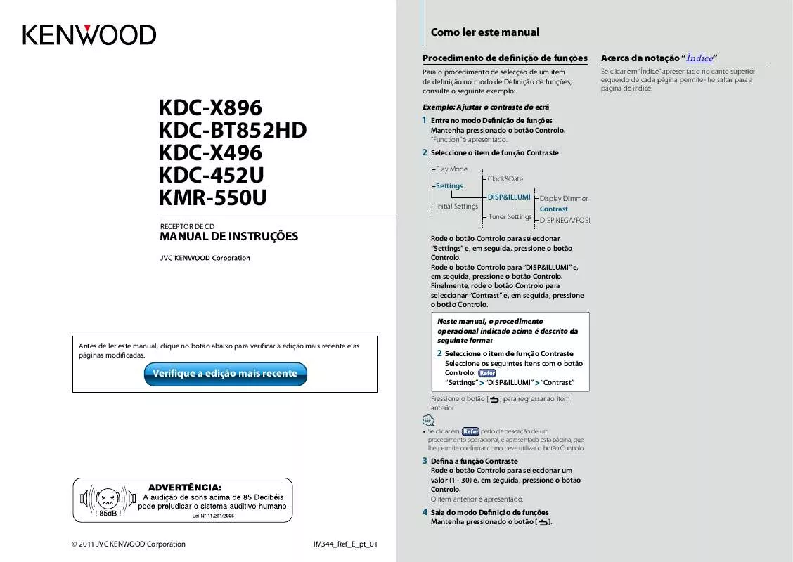 Mode d'emploi KENWOOD KDC-BT852HD