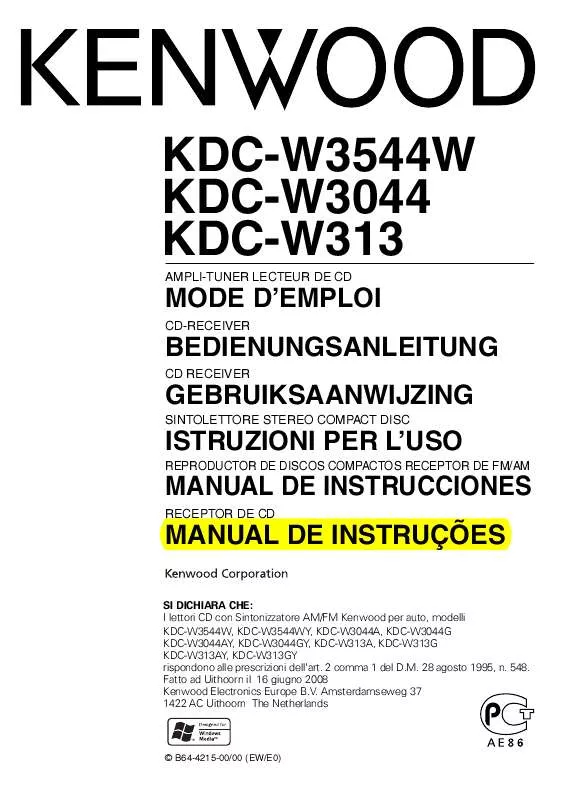 Mode d'emploi KENWOOD KDC-W313