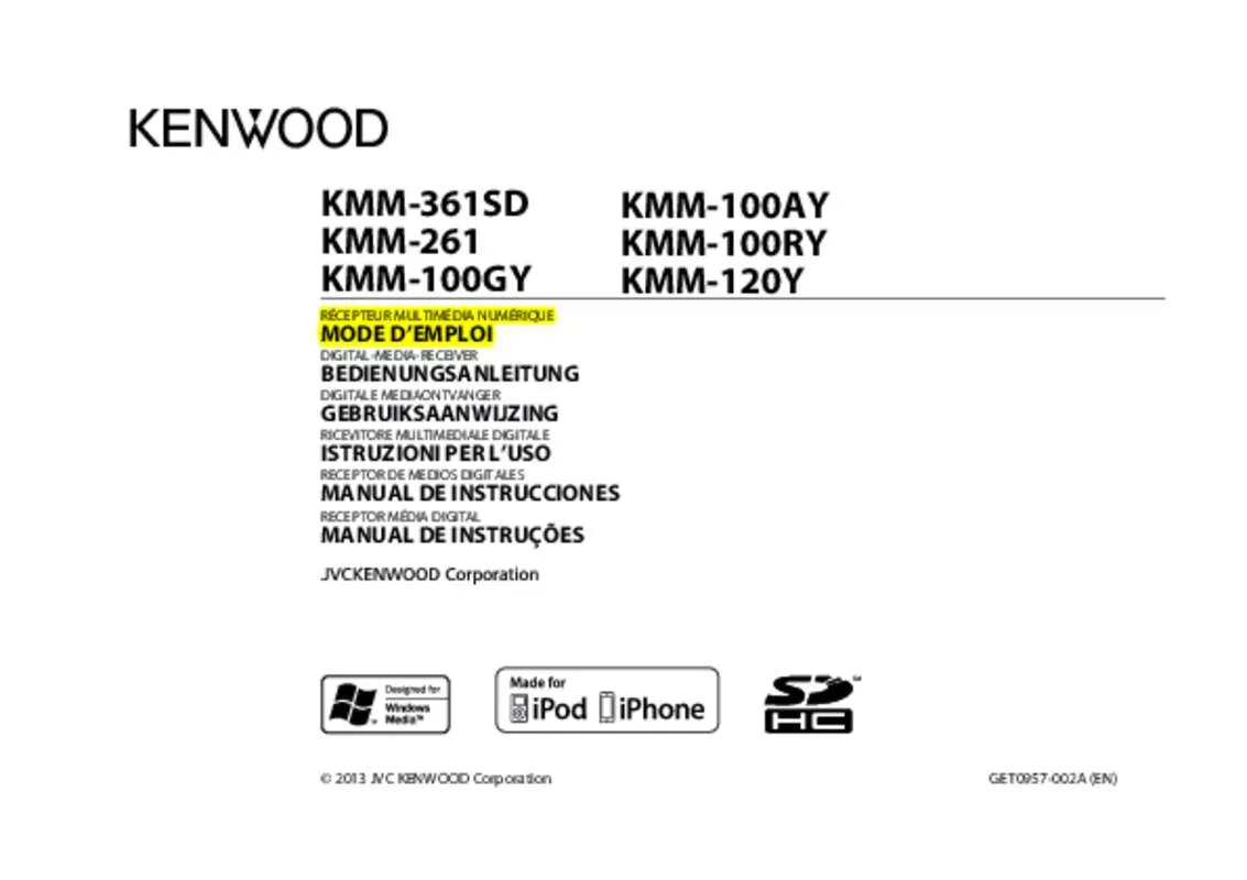 Mode d'emploi KENWOOD KMM-361SD