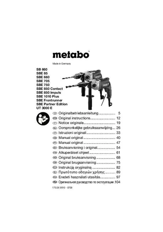 Mode d'emploi METABO SBE 850
