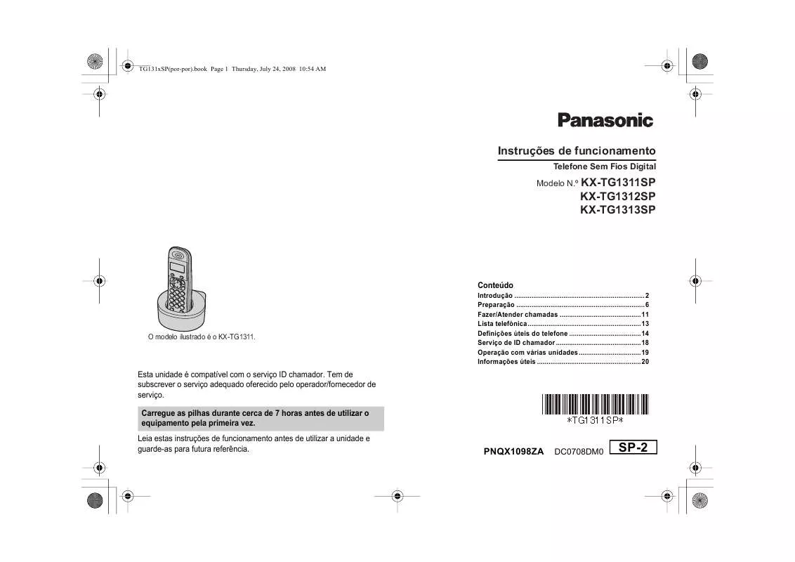 Mode d'emploi PANASONIC KX-TG1313SP