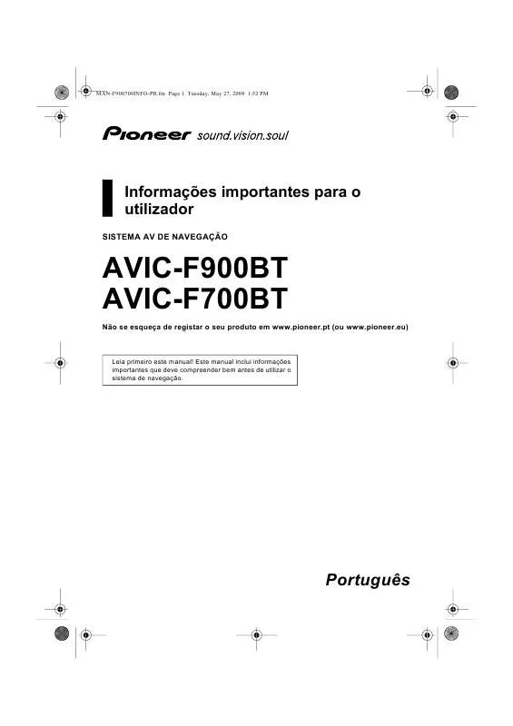 Mode d'emploi PIONEER AVIC-F900BT