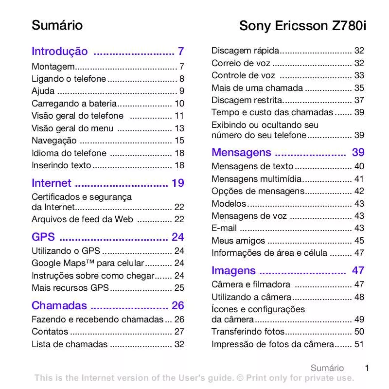 Mode d'emploi SONY ERICSSON Z780A