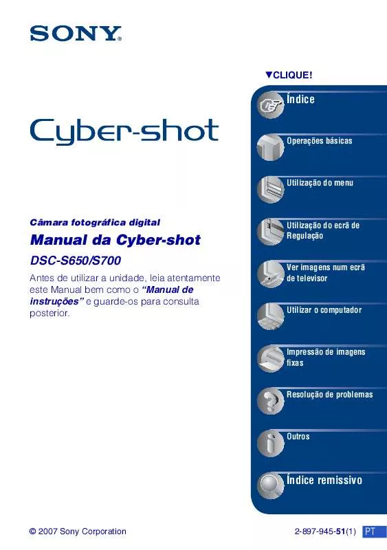 Mode d'emploi SONY CYBER-SHOT DSC-S650
