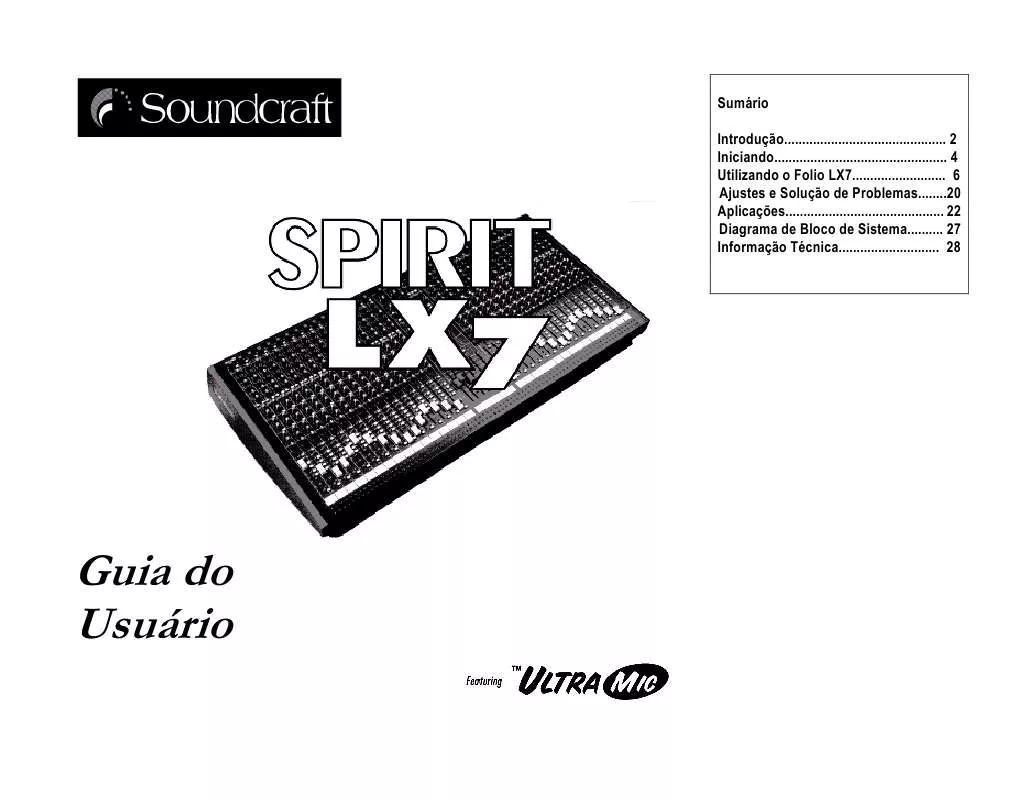 Mode d'emploi SOUNDCRAFT SPIRIT LX7