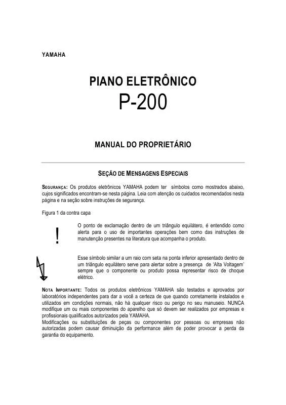 Mode d'emploi YAMAHA PIANO ELECTRONIC P200