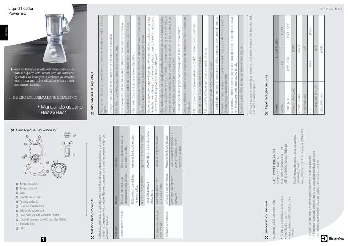 Mode d'emploi AEG-ELECTROLUX PBE10