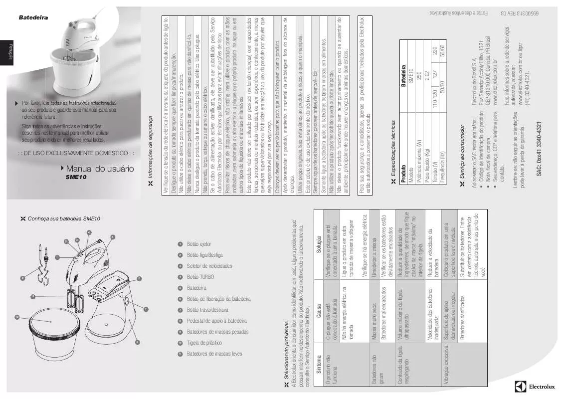 Mode d'emploi AEG-ELECTROLUX SME10