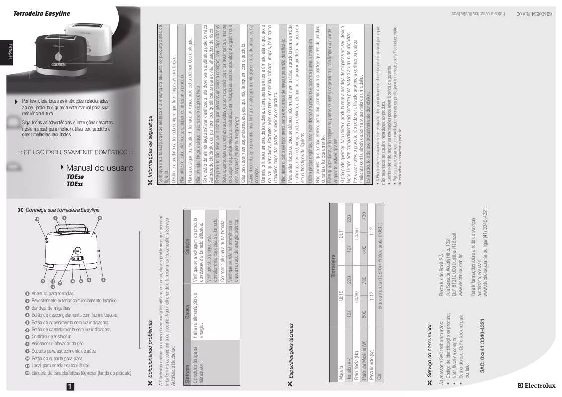 Mode d'emploi AEG-ELECTROLUX TOE11