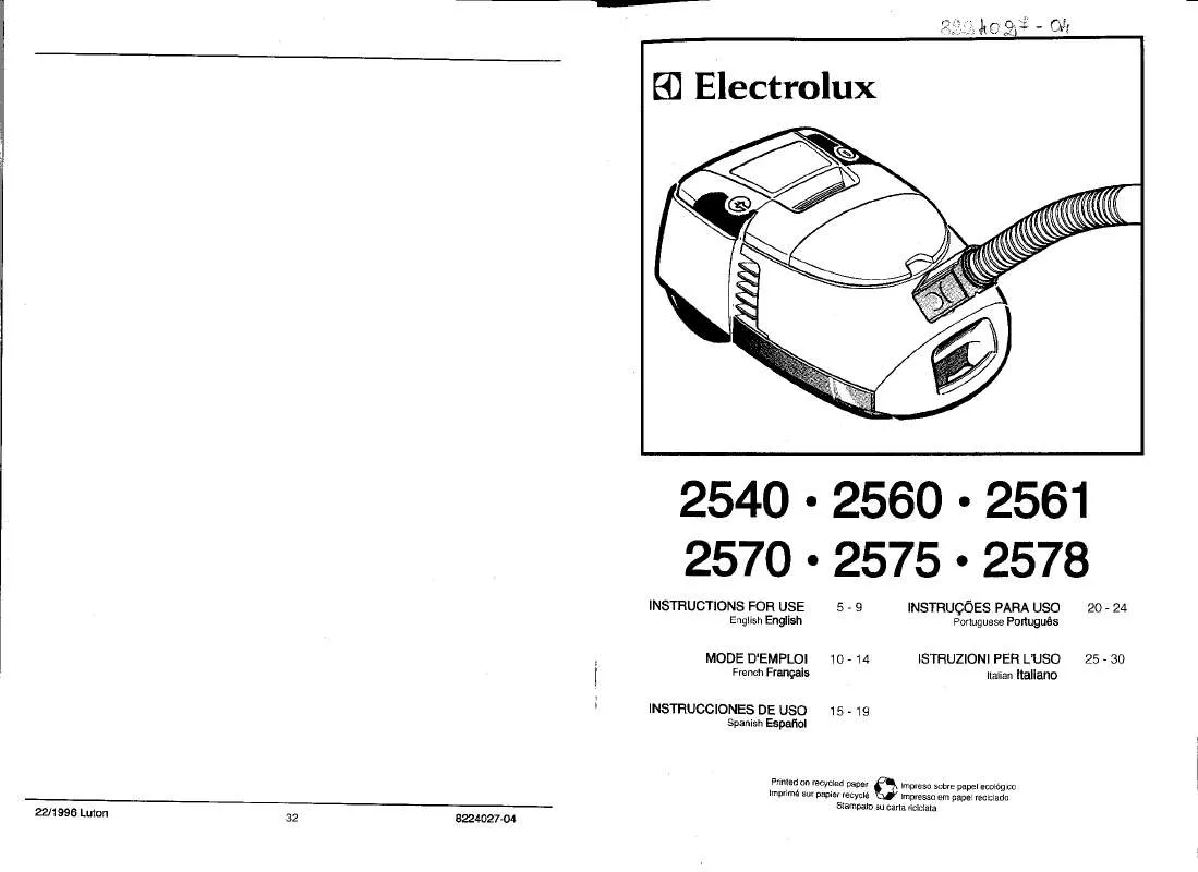 Mode d'emploi AEG-ELECTROLUX Z2561