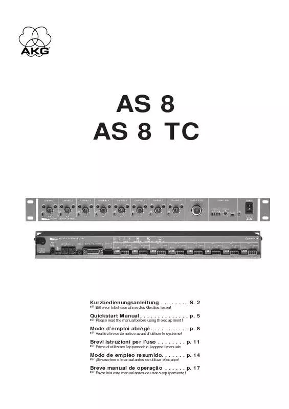 Mode d'emploi AKG AS 8 TC