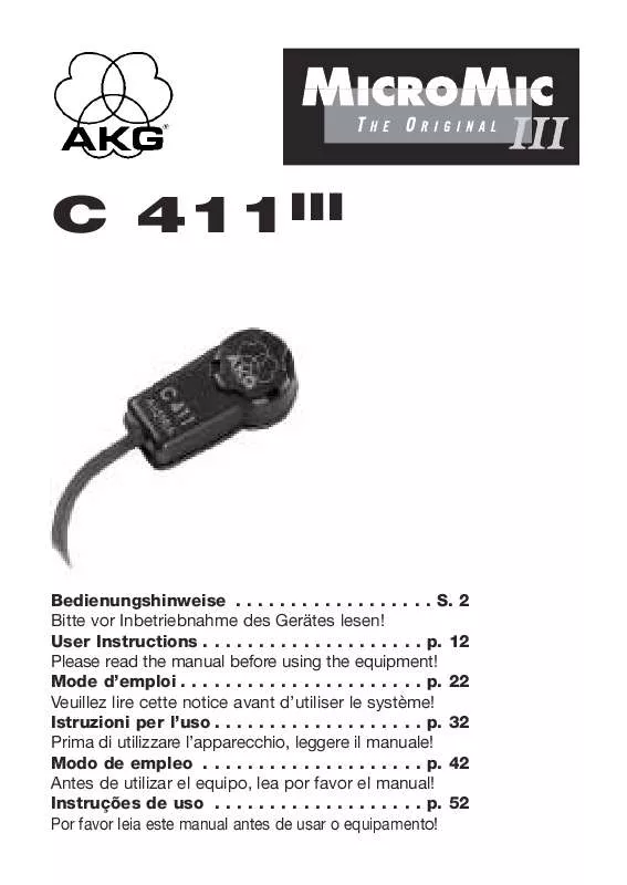 Mode d'emploi AKG C 411 III