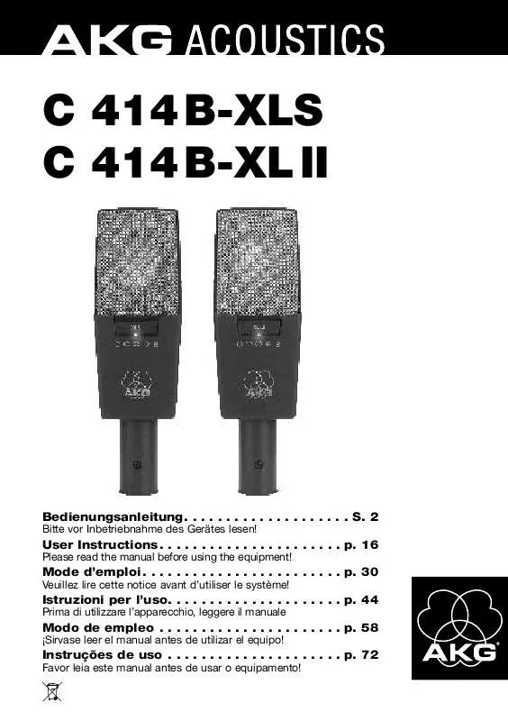 Mode d'emploi AKG C 414 B-XL II