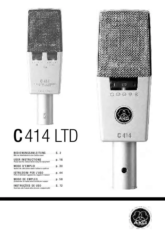 Mode d'emploi AKG C 414 LTD