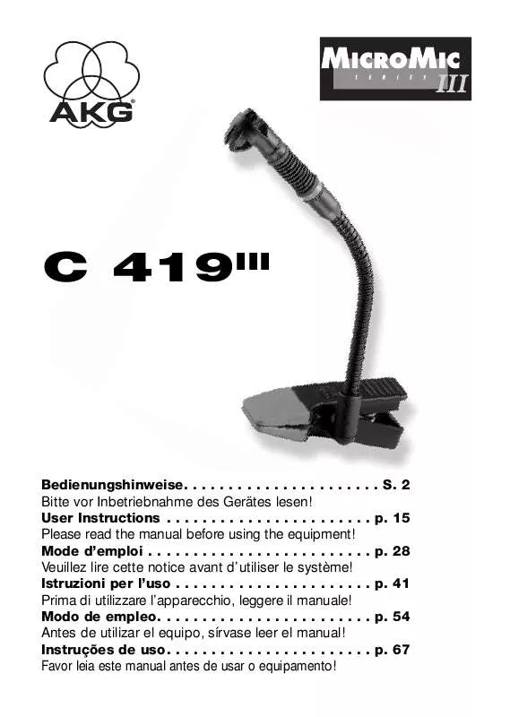 Mode d'emploi AKG C 419 III