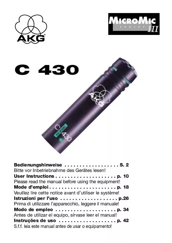 Mode d'emploi AKG C 430