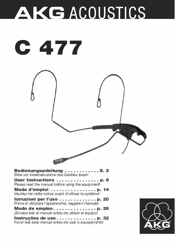 Mode d'emploi AKG C 477