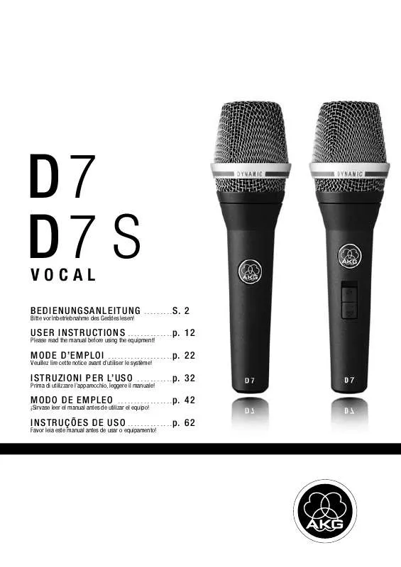 Mode d'emploi AKG D 7