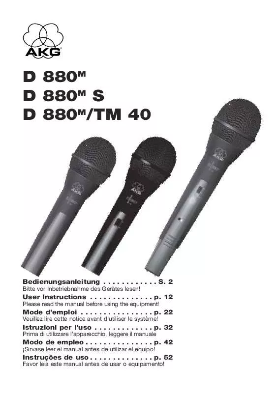 Mode d'emploi AKG D 880 S