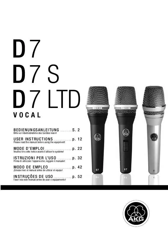 Mode d'emploi AKG D 7 LTD