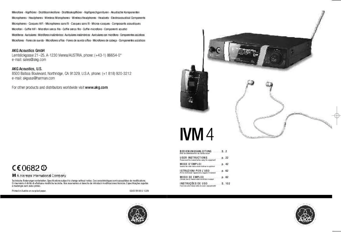 Mode d'emploi AKG IVM 4