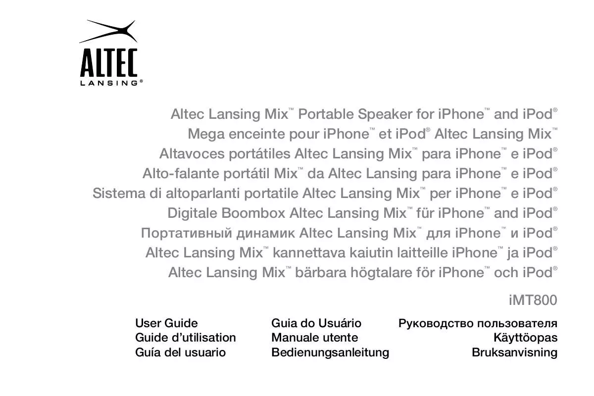 Mode d'emploi ALTEC LANSING IMT800