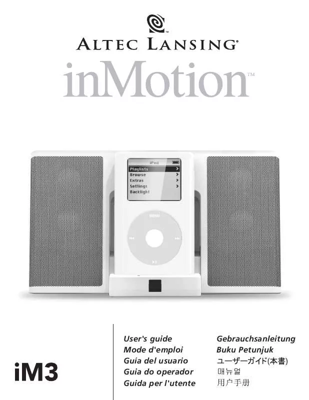 Mode d'emploi ALTEC LANSING INMOTION IM3