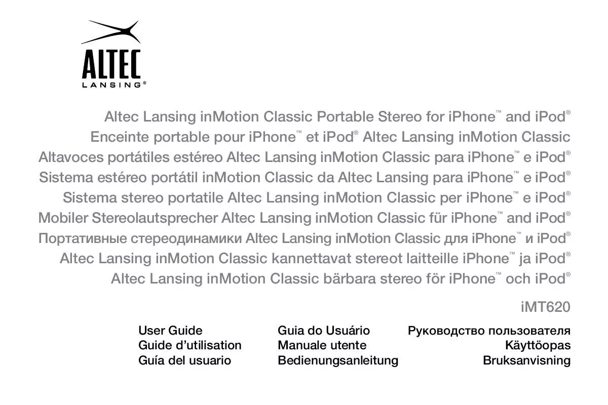 Mode d'emploi ALTEC LANSING INMOTION CLASSIC