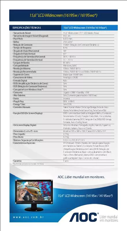 Mode d'emploi AOC 1619SWA