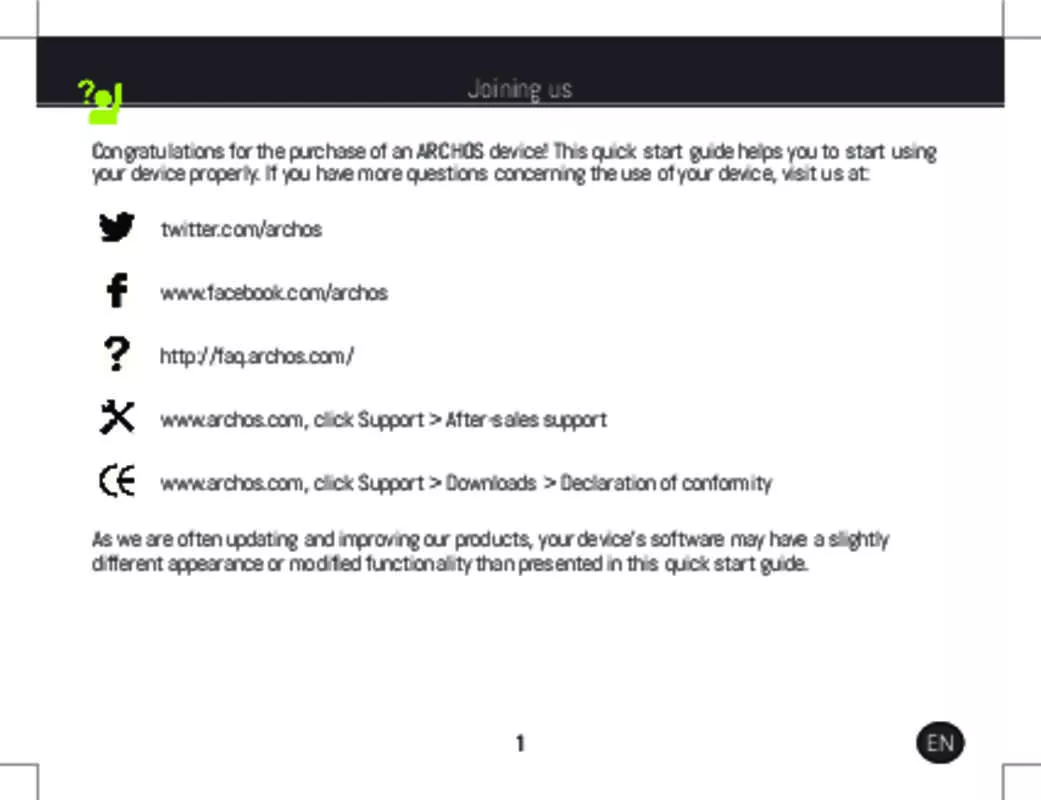 Mode d'emploi ARCHOS 50F HELIUM