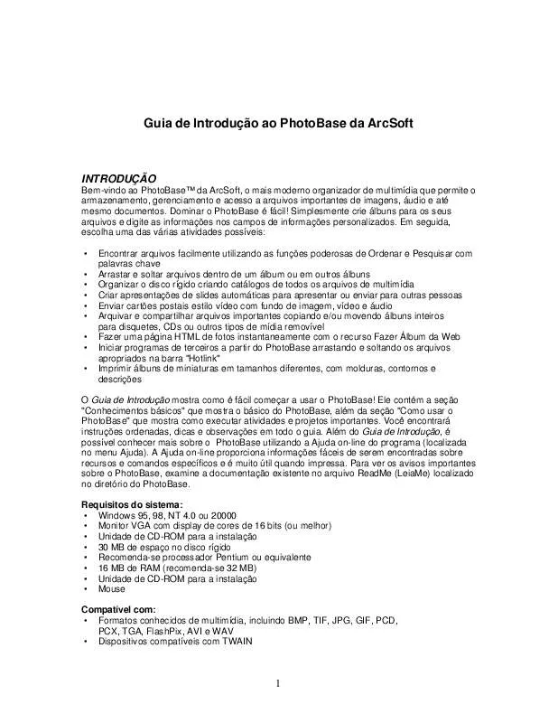 Mode d'emploi ARCSOFT PHOTOBASE