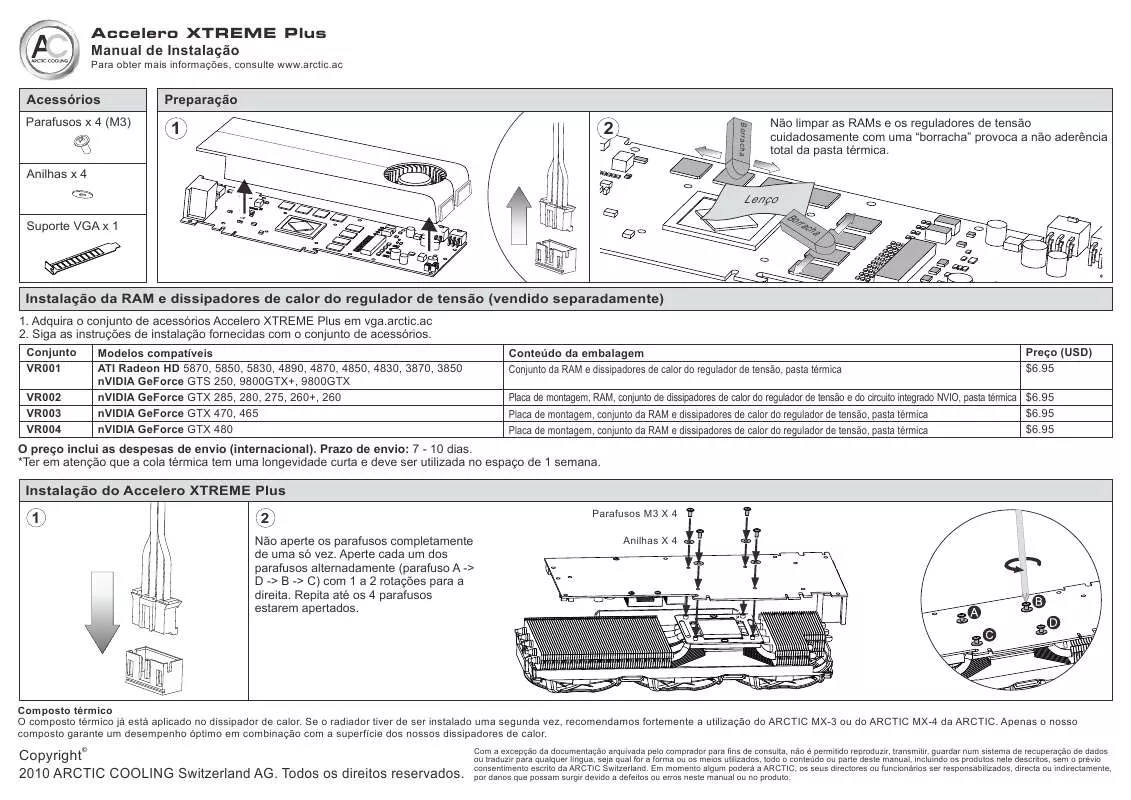 Mode d'emploi ARCTIC COOLING ACCELERO XTREME PLUS