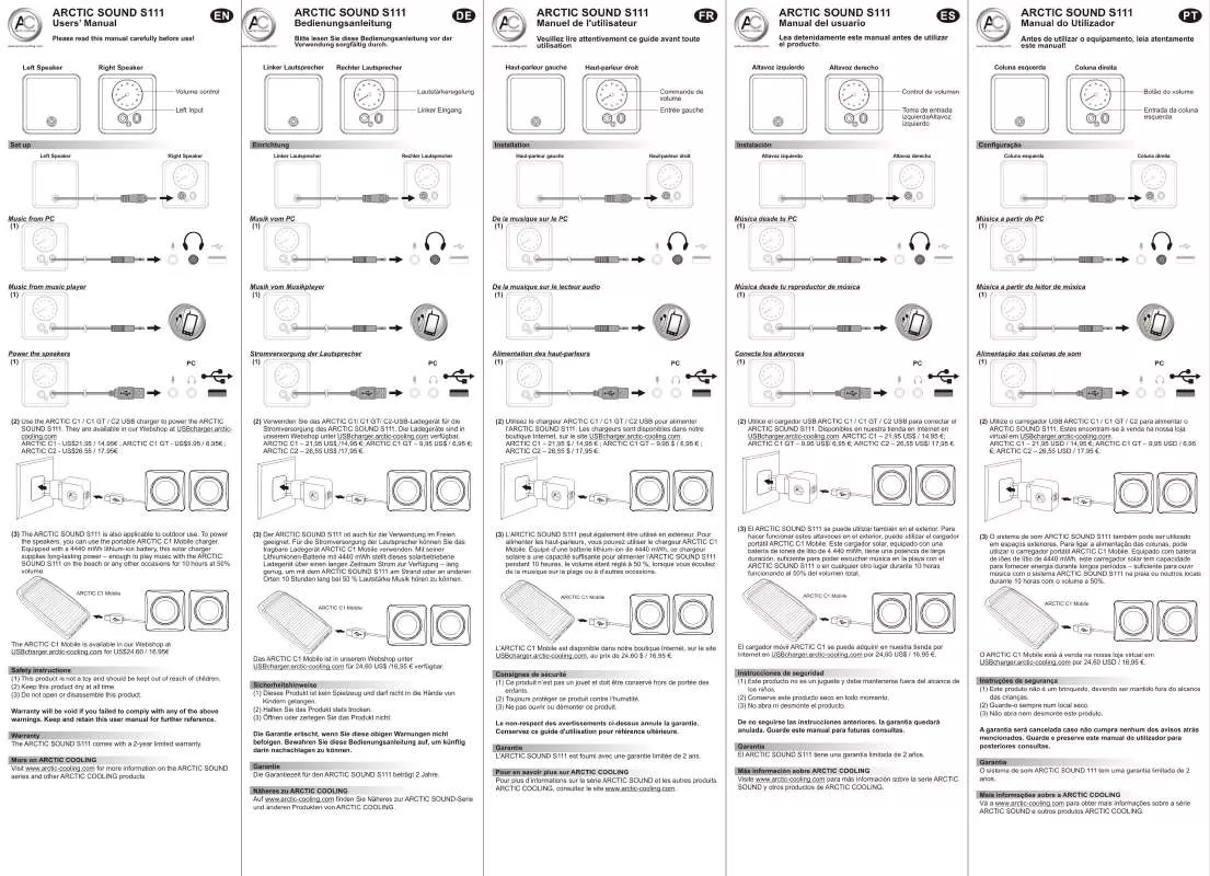 Mode d'emploi ARCTIC COOLING ARCTIC SOUND S111