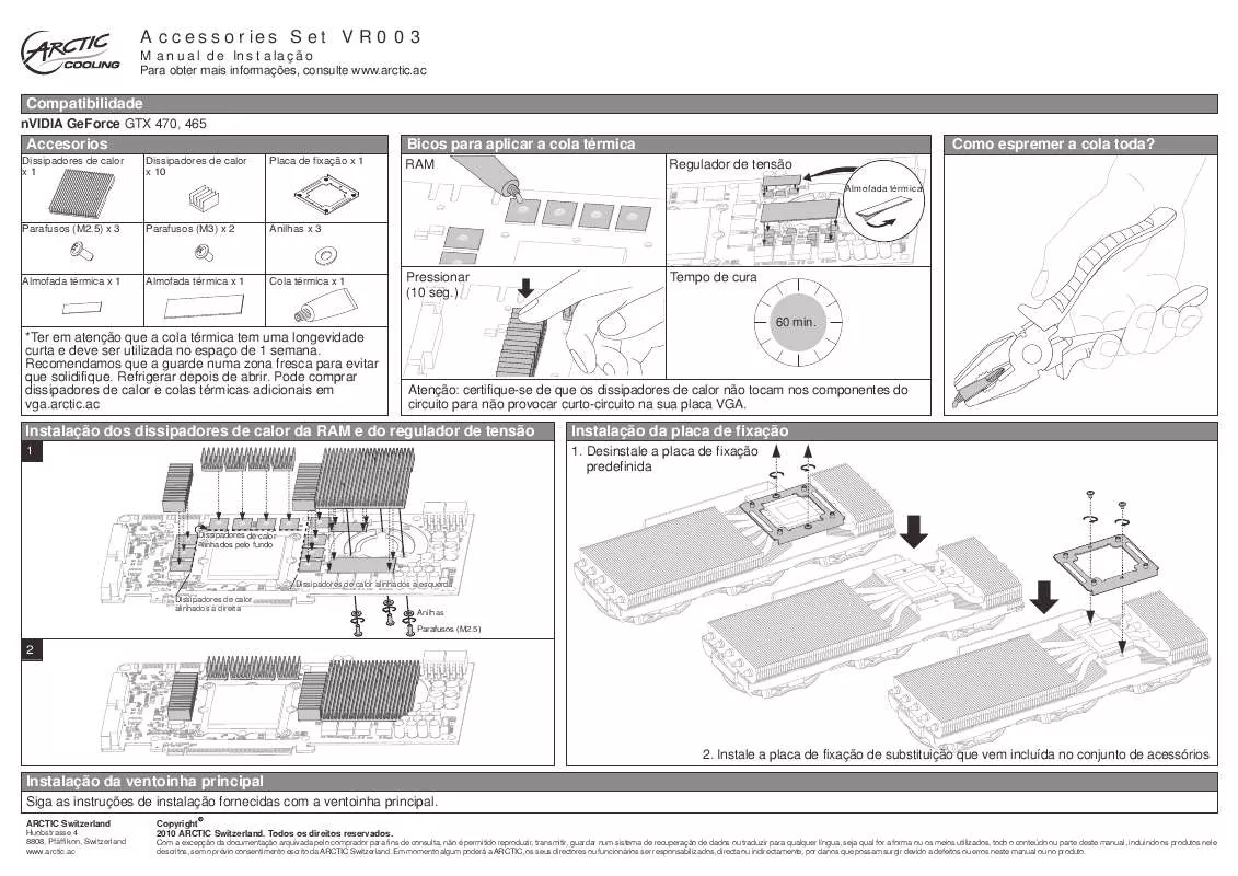 Mode d'emploi ARCTIC COOLING VR003