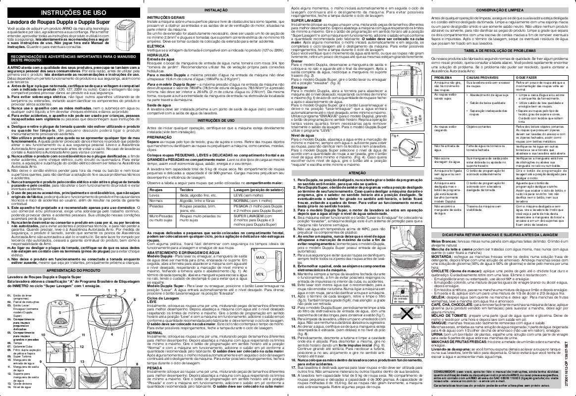 Mode d'emploi ARNO LAVADORA DUPPLA