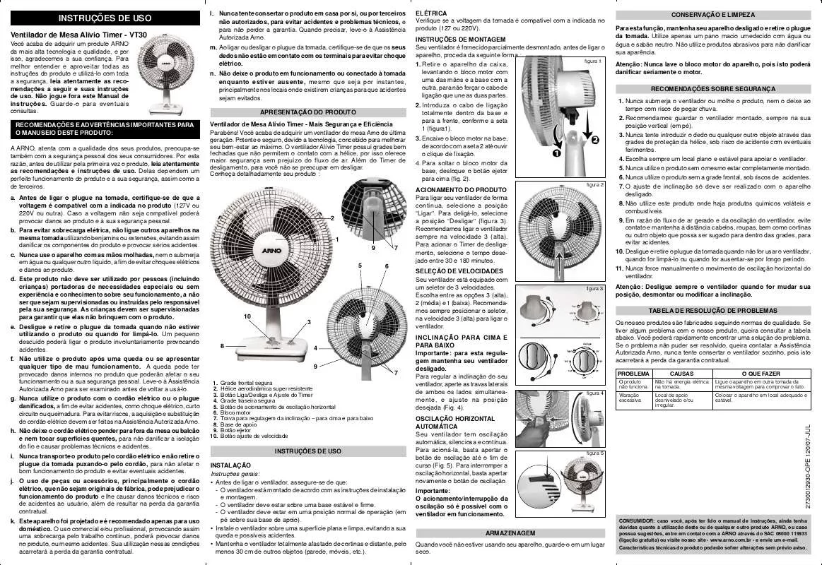 Mode d'emploi ARNO VENTILADOR ALIVIO TIMER