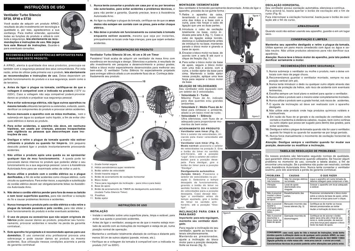 Mode d'emploi ARNO VENTILADOR ARNO TURBO SILENCIO 30 CM