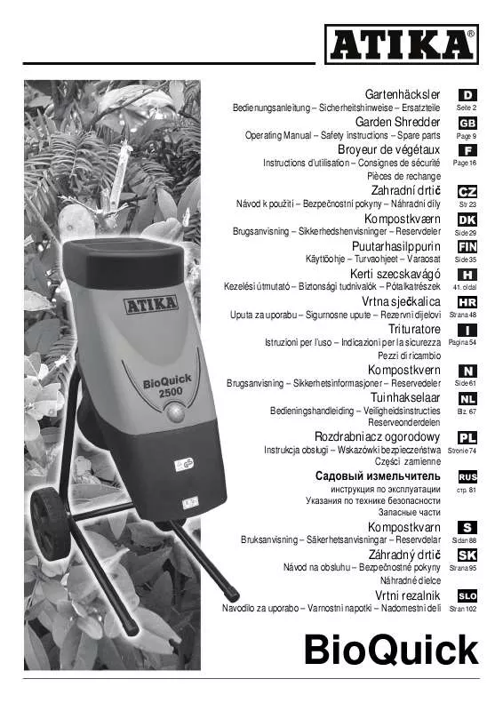 Mode d'emploi ATIKA BIOQUICK 2500