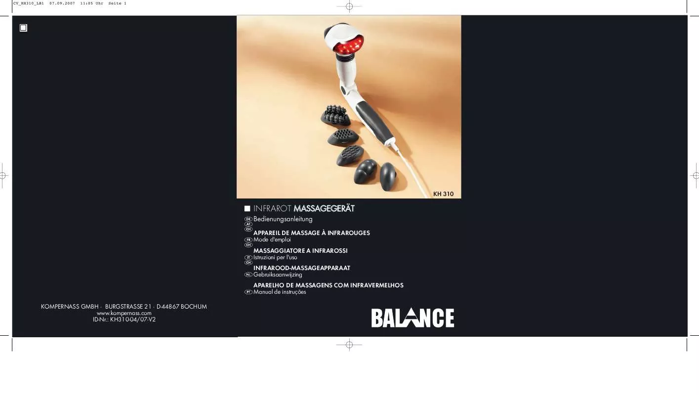 Mode d'emploi BALANCE KH 310 INFRARED MASSAGER