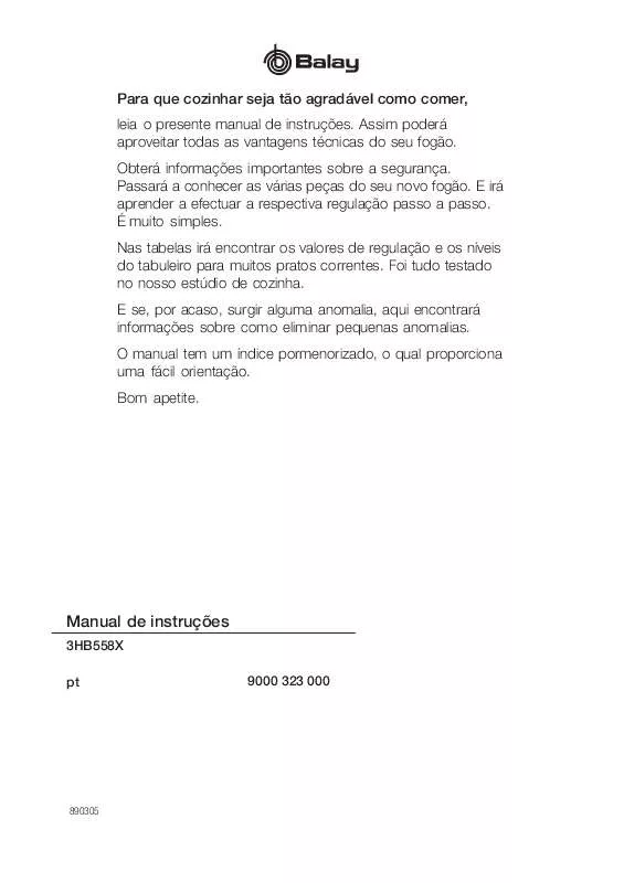 Mode d'emploi BALAY 3HB558X