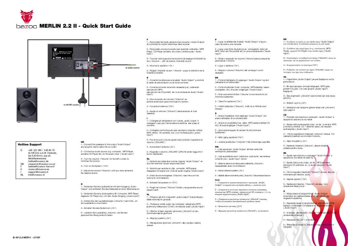 Mode d'emploi BAZOO MERLIN 2.2 II