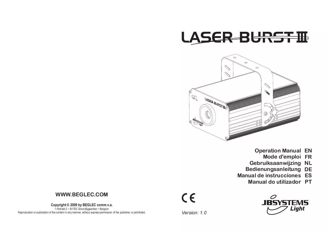 Mode d'emploi BEGLEC LASER BURST III