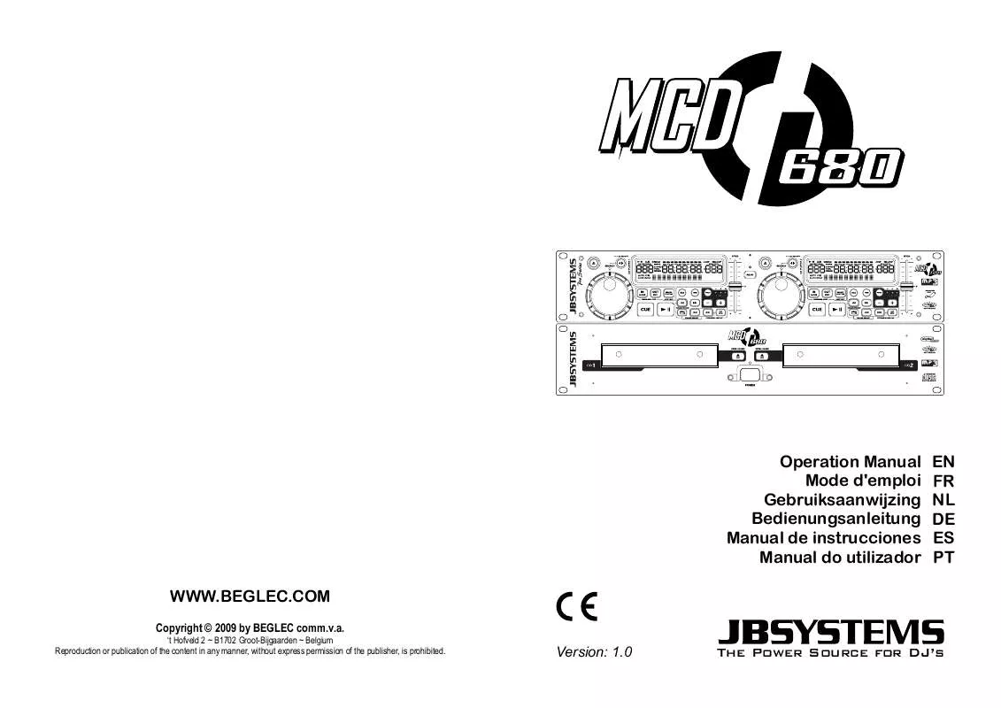 Mode d'emploi BEGLEC MCD 680